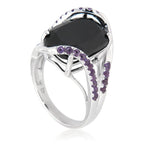 Pearlz Gallery 925 Rhodium Ladies Amethyst Cush Round Ring - Rings - British D'sire