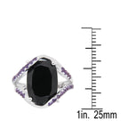 Pearlz Gallery 925 Rhodium Ladies Amethyst Cush Round Ring - Rings - British D'sire