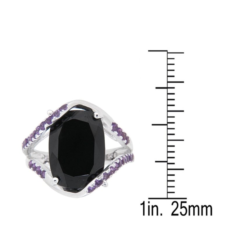 Pearlz Gallery 925 Rhodium Ladies Amethyst Cush Round Ring - Rings - British D'sire