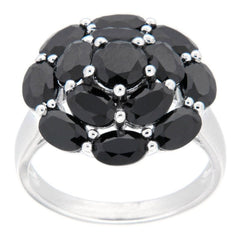 Pearlz Gallery 925 Rhodium Oval & Round Black Spinel Ladies Ring - Rings - British D'sire