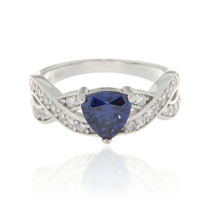 Pearlz Gallery 925 Rhodium Tanzanite CZ Ladies Round 7mm & 1.4mm Ring - Jewelry Rings - British D'sire