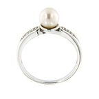 Pearlz Gallery 925 Rhodium White fwp & White topaz Round Ring - Rings - British D'sire