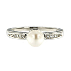 Pearlz Gallery 925 Rhodium White fwp & White topaz Round Ring - Rings - British D'sire