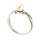 Pearlz Gallery 925 Rhodium White fwp & White topaz Round Ring - Rings - British D'sire