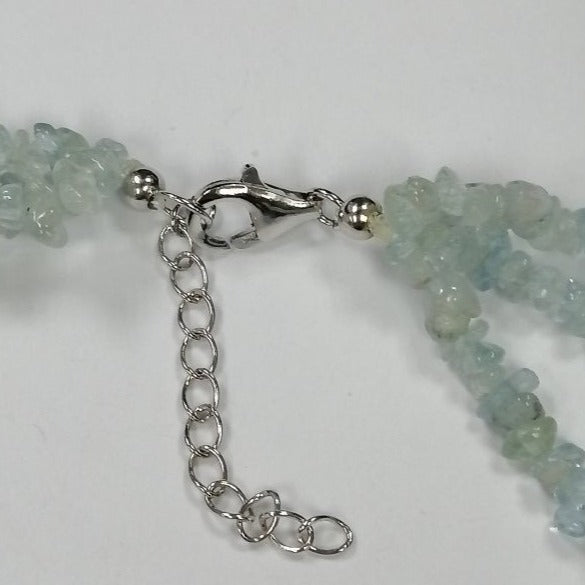 Pearlz Gallery 925 Sterling Silver Aquamarine 3 Row Twisted Necklace - Necklaces & Pendants - British D'sire