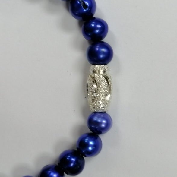 Pearlz Gallery 925 Sterling Silver Ladies Carving Drum Royal Blue Bracelet - Bracelets & Bangles - British D'sire