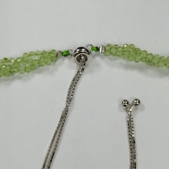 Pearlz Gallery 925 Sterling Silver Round Bead Peridot 3 Lines Twisted Necklace - Necklaces & Pendants - British D'sire