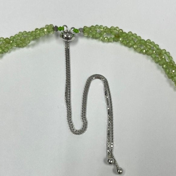 Pearlz Gallery 925 Sterling Silver Round Bead Peridot 3 Lines Twisted Necklace - Necklaces & Pendants - British D'sire