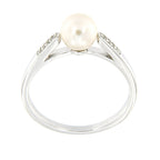 Pearlz Gallery 925Rhodium White topaz 6.5mm Ladies Ring - Rings - British D'sire