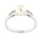 Pearlz Gallery 925Rhodium White topaz 6.5mm Ladies Ring - Rings - British D'sire