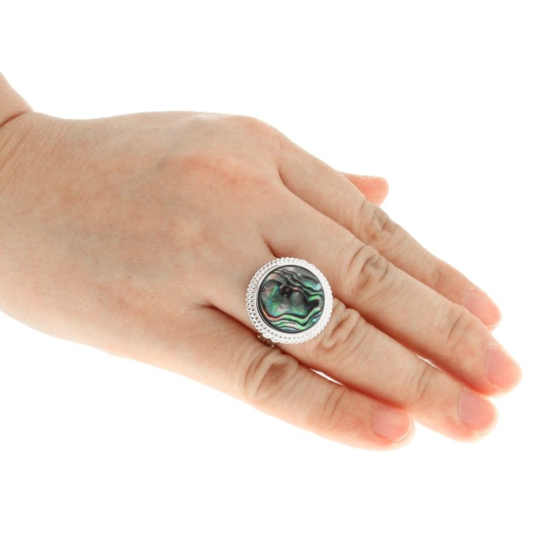 Pearlz Gallery Abalone Shell Circle High Polish Bezel Ring - Jewelry Rings - British D'sire