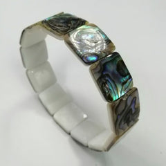 Pearlz Gallery Abalone Shell Pearl SQ Stretch Bracelet - Bracelets & Bangles - British D'sire