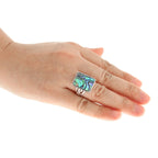 Pearlz Gallery Abalone Shell Rectangluar 3.5 mm Wide Ring - Jewelry Rings - British D'sire