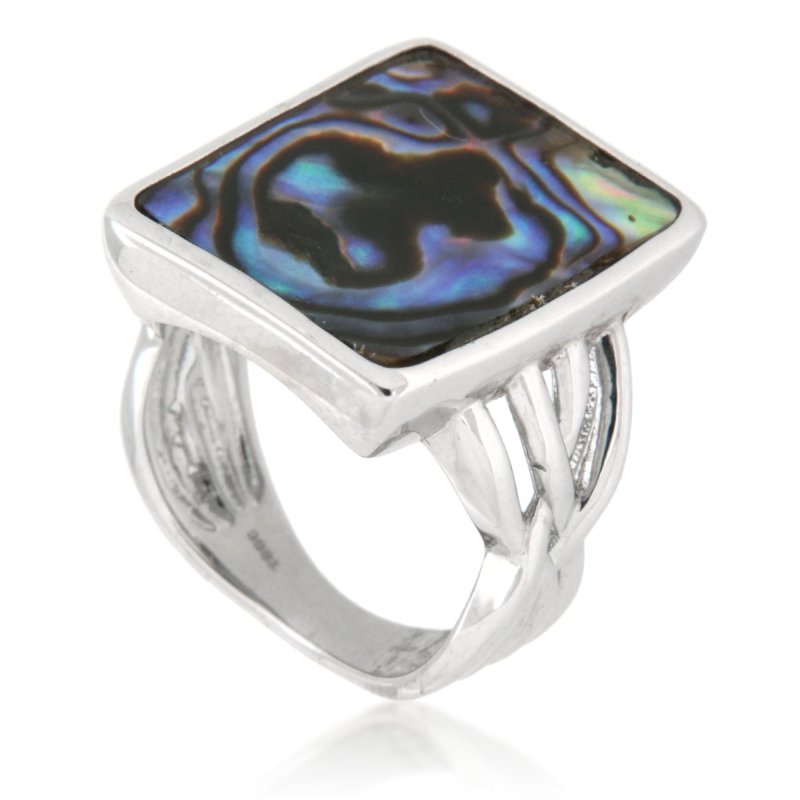 Pearlz Gallery Abalone Shell Rectangluar 3.5 mm Wide Ring - Jewelry Rings - British D'sire