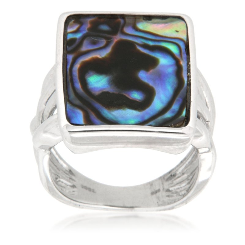 Pearlz Gallery Abalone Shell Rectangluar 3.5 mm Wide Ring - Jewelry Rings - British D'sire