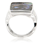 Pearlz Gallery Abalone Shell Rectangluar 3.5 mm Wide Ring - Jewelry Rings - British D'sire