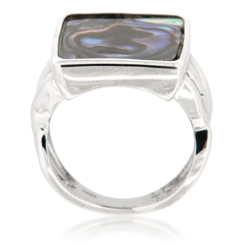 Pearlz Gallery Abalone Shell Rectangluar 3.5 mm Wide Ring - Jewelry Rings - British D'sire