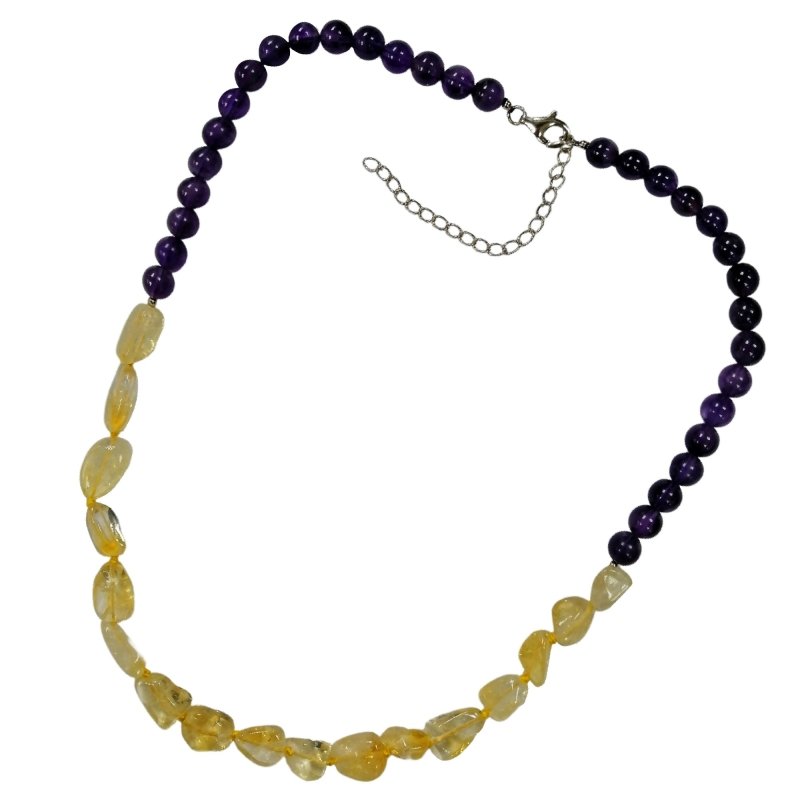 Pearlz Gallery Amethyst & Citrine Necklace – 20" Knotted Gemstone Necklace for Women – Natural Stones in 925 Sterling Silver – Elegant Gift for Balance & Upliftment Secondary image