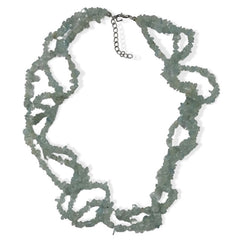 Pearlz Gallery Aquamarine Sterling Silver 3 Row Twisted Necklace - Necklaces & Pendants - British D'sire