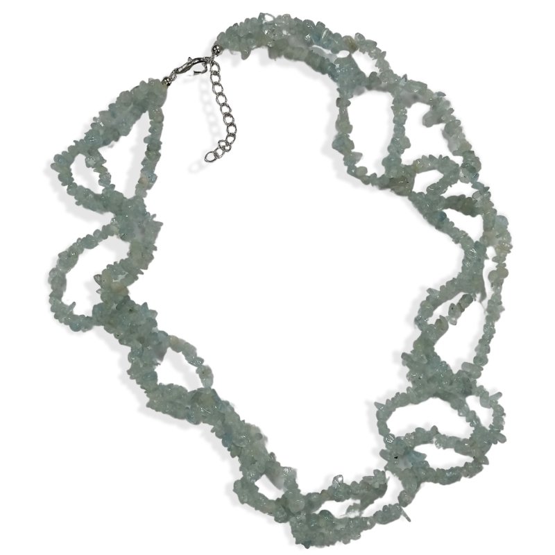 Pearlz Gallery Aquamarine Sterling Silver 3 Row Twisted Necklace - Necklaces & Pendants - British D'sire Main image