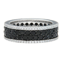 Pearlz Gallery Black and White Cubic Zirconia Eternity Band Round Ring - Rings - British D'sire