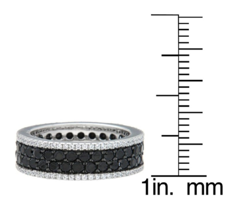 Pearlz Gallery Black and White Cubic Zirconia Eternity Band Round Ring - Rings - British D'sire