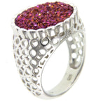 Pearlz Gallery Black Flat Drusy Agate Sterling Silver Round Rhodium Ring - Rings - British D'sire