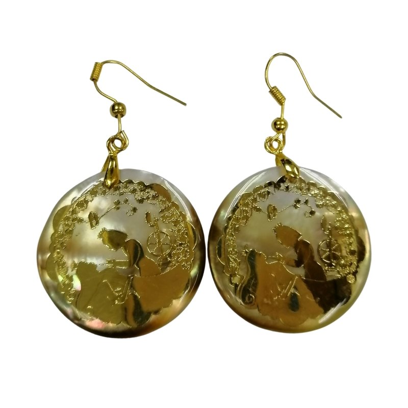 Pearlz Gallery Black Sea Shell RD Lazer Print Earring - Earrings - British D'sire Main image