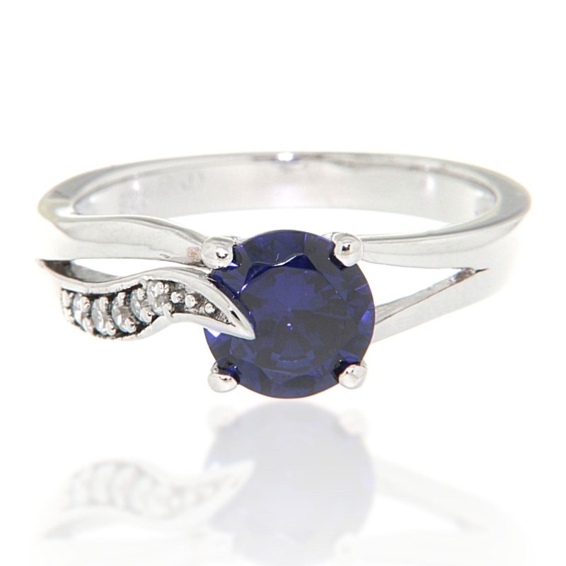 Pearlz Gallery Blue and White Cubic Zirconia Fashion Sterling Silver Ring - Rings - British D'sire