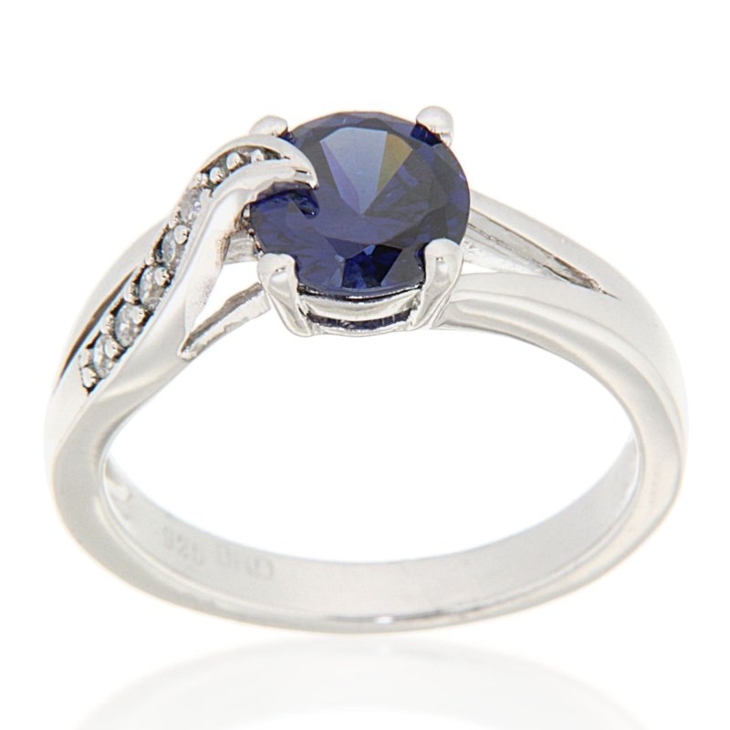 Pearlz Gallery Blue and White Cubic Zirconia Fashion Sterling Silver Ring - Rings - British D'sire