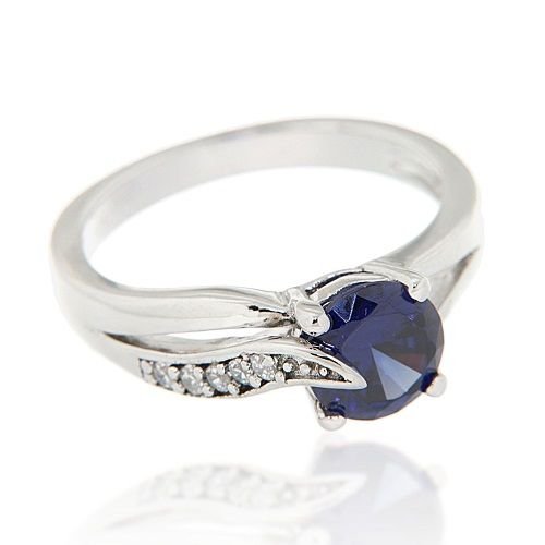 Pearlz Gallery Blue and White Cubic Zirconia Fashion Sterling Silver Ring - Rings - British D'sire