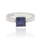 Pearlz Gallery Blue and White High Polish Cubic Zirconia Sterling Silver Ring - Rings - British D'sire