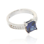 Pearlz Gallery Blue and White High Polish Cubic Zirconia Sterling Silver Ring - Rings - British D'sire