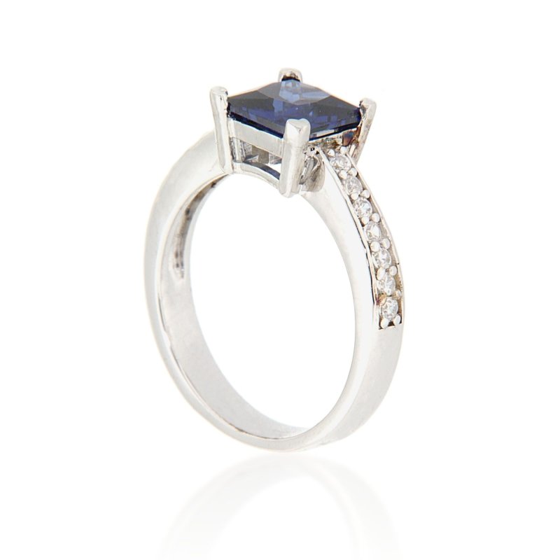 Pearlz Gallery Blue and White High Polish Cubic Zirconia Sterling Silver Ring - Rings - British D'sire