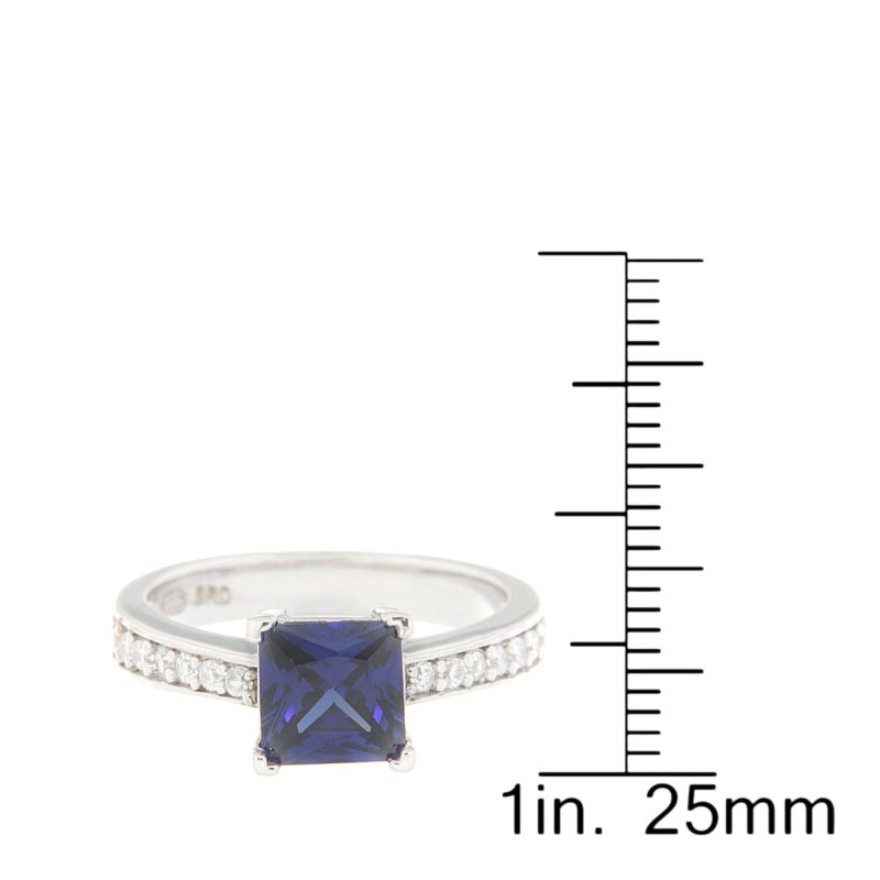 Pearlz Gallery Blue and White High Polish Cubic Zirconia Sterling Silver Ring - Rings - British D'sire