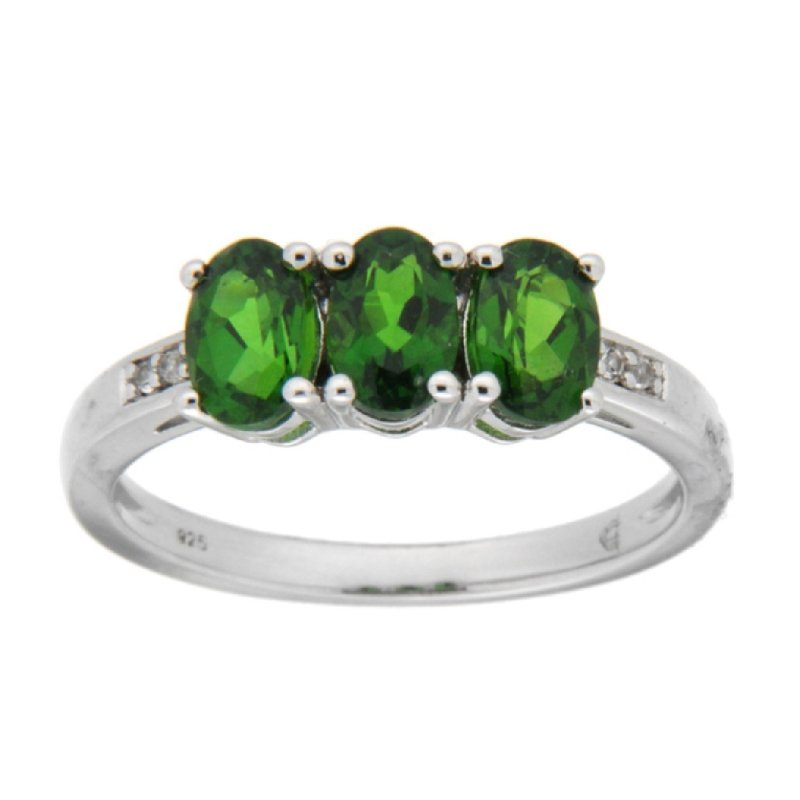 Pearlz Gallery Chrome Diopside and White Topaz Sterling Silver Ring - Rings - British D'sire