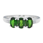 Pearlz Gallery Chrome Diopside and White Topaz Sterling Silver Ring - Rings - British D'sire