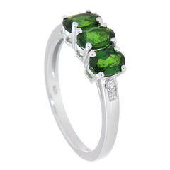 Pearlz Gallery Chrome Diopside and White Topaz Sterling Silver Ring - Rings - British D'sire
