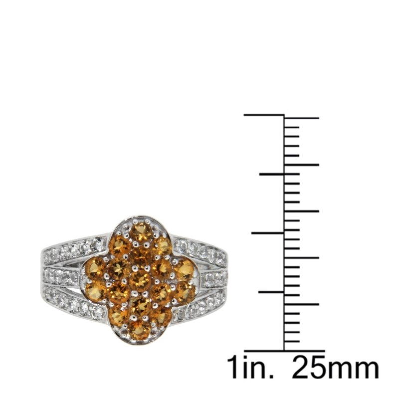Pearlz Gallery Citrine and White Topaz Quatrefoil Ring - Rings - British D'sire