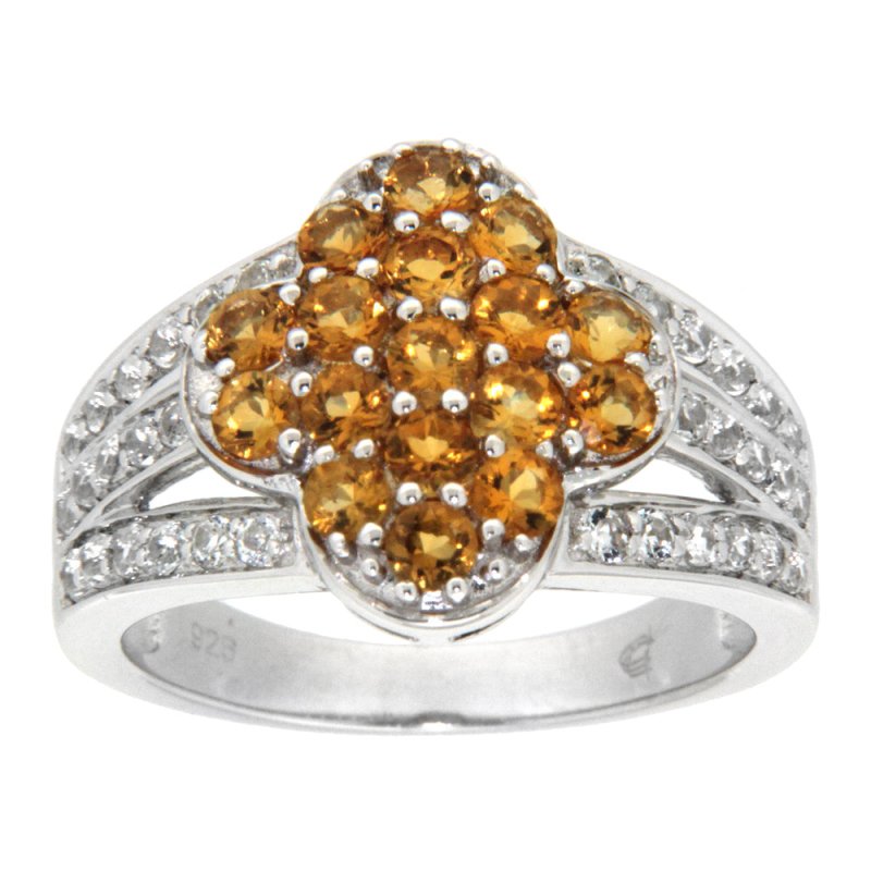Pearlz Gallery Citrine and White Topaz Quatrefoil Ring - Rings - British D'sire