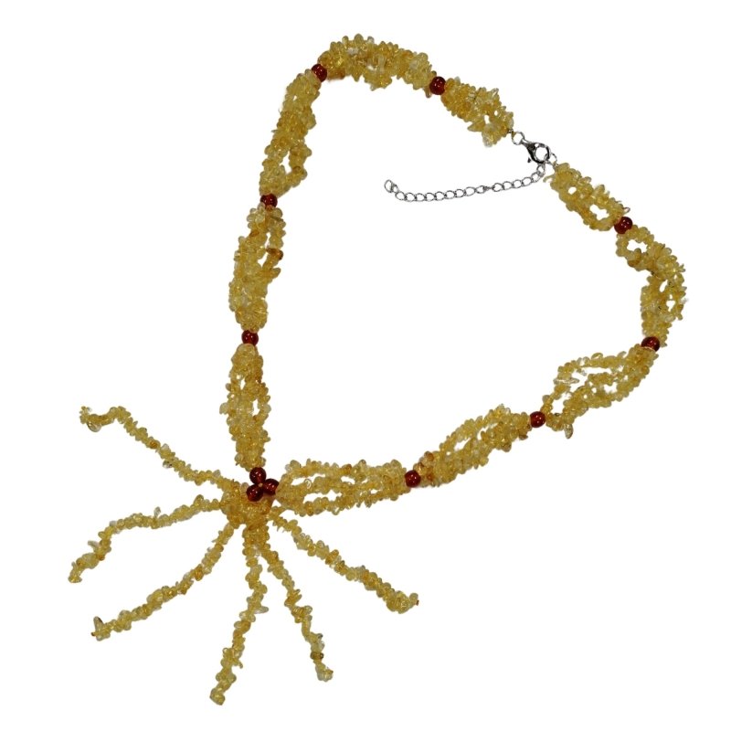 Pearlz Gallery Citrine & Red Agate Chips 6 lines Tassel Necklace - Necklaces & Pendants - British D'sire