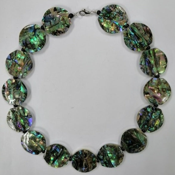 Pearlz Gallery Abalone & Onyx Necklace for Women – 26mm Natural Coin Beads Jewelry in Sterling Silver, Elegant & Calming Gemstone Design Secondary image