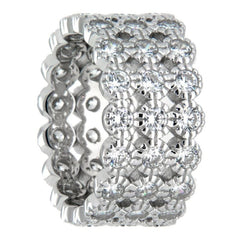 Pearlz Gallery Cubic Zirconia Triple Eternity Sterling Silver Band - Rings - British D'sire