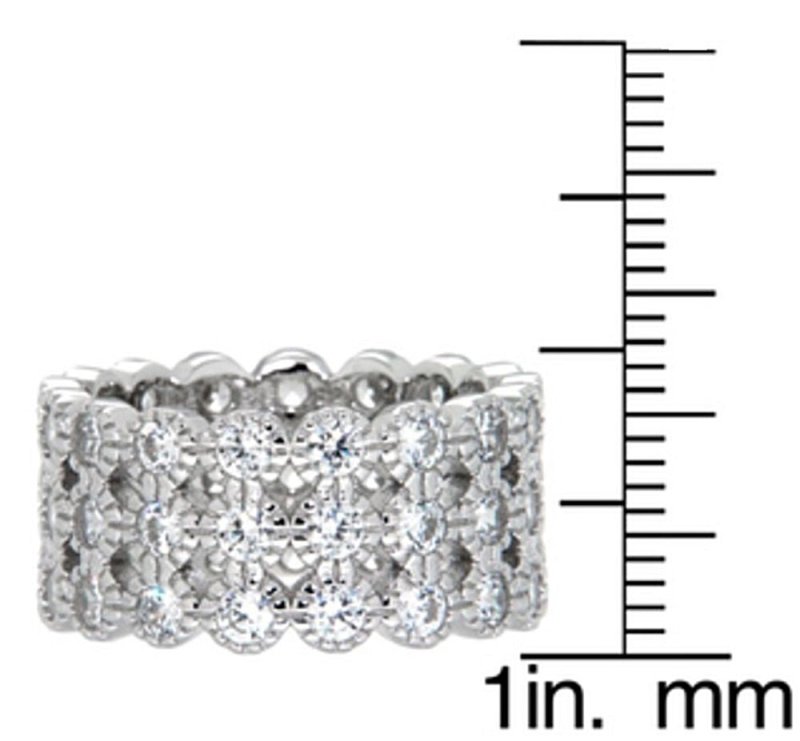 Pearlz Gallery Cubic Zirconia Triple Eternity Sterling Silver Band - Rings - British D'sire