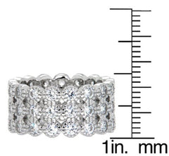 Pearlz Gallery Cubic Zirconia Triple Eternity Sterling Silver Band - Rings - British D'sire