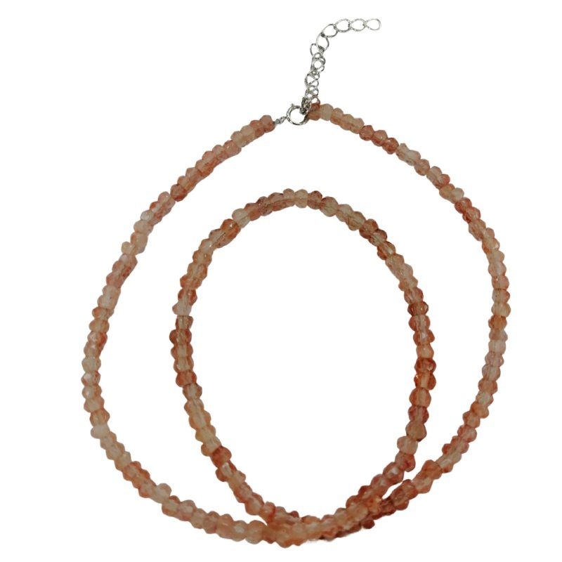 Pearlz Gallery Natural Sunstone Necklace Set for Women – 16"+2" Faceted Rondelle Beads in 925 Sterling Silver, Energising Healing Crystal Jewelry, Skin-Friendly & Tarnish-Resistant Secondary image