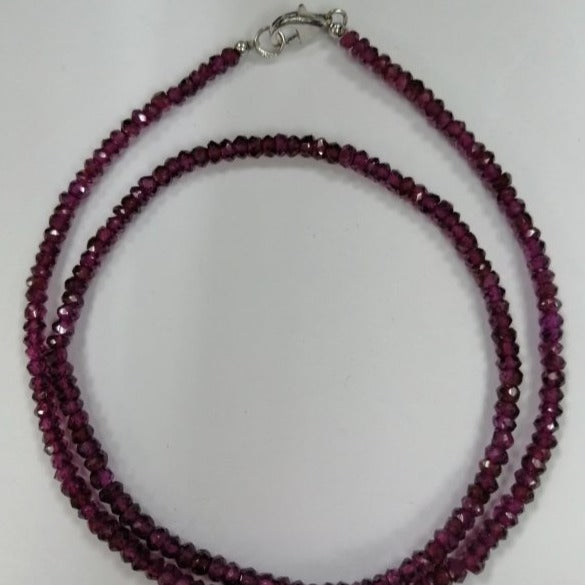 Pearlz Gallery Faceted Roundel 925 Sterling Silver Rhodolite Necklace - Necklaces & Pendants - British D'sire