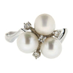 Pearlz Gallery Freshwater Pearl And White Topaz Cluster 2 mm Wide Ring - Jewelry Rings - British D'sire