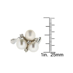 Pearlz Gallery Freshwater Pearl And White Topaz Cluster 2 mm Wide Ring - Jewelry Rings - British D'sire