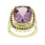 Pearlz Gallery Genuine Natural Gemstone And Amethyst Metal Plated Halo High Polish Ring - Fine Rings - British D'sire
